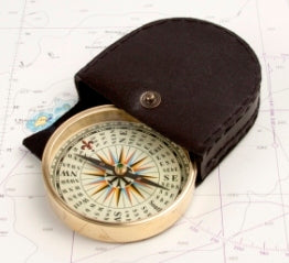 Brass Compass in Leather Pouch