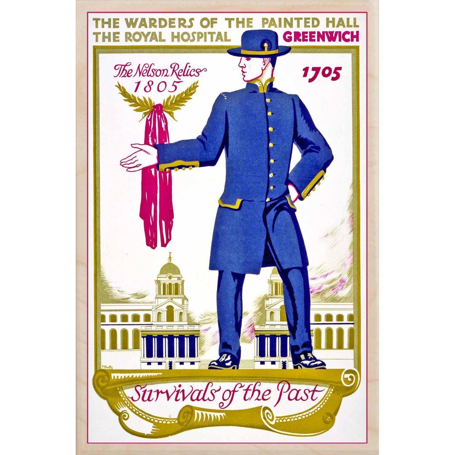 Greenwich Warden Wooden Postcard