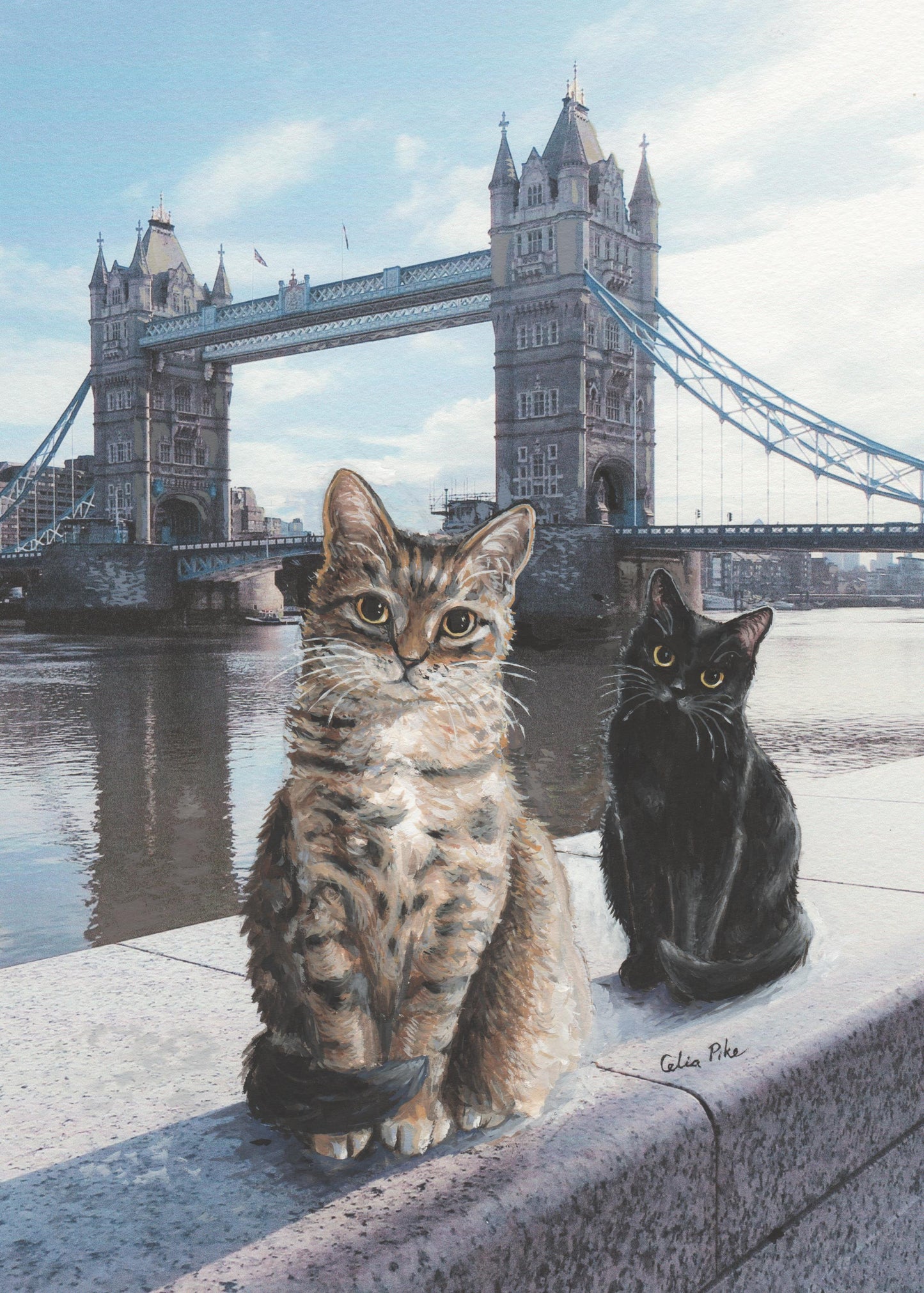 Cats Day Out Print Tower Bridge