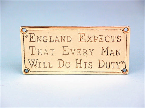 Brass Plaque - "England Expects....."