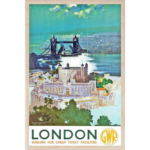 London GWR Wooden Postcard