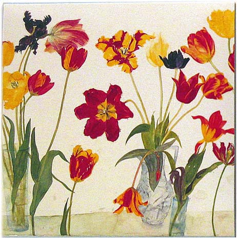 Notecards: Purple Irises and Red and Yellow Tulips