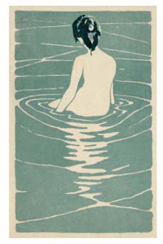 Female Nude Seated In Water